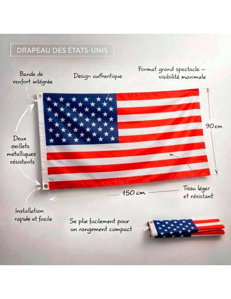 Drapeau National Haute Résistance 150x90cm avec Œillets – Qualité Premium pour Décoration Intérieure & Extérieure