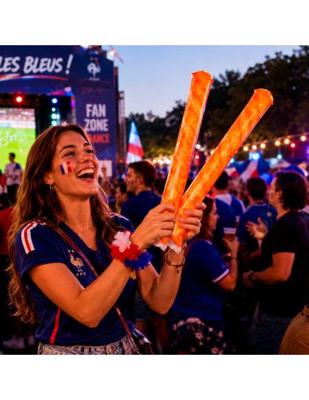 Clap Clap Gonflable Baguette de Pain – Paire de Tap Tap Supporter de 55cm Réutilisables pour Événements Sportifs et Festifs Fran