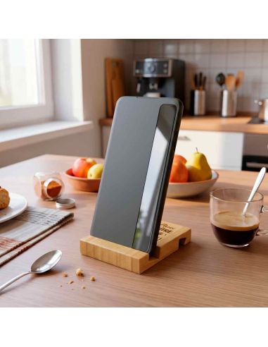 Cadeau Maître et Maîtresse Fin d'Année – Support Téléphone en Bambou Gravé "Merci pour cette belle année"
