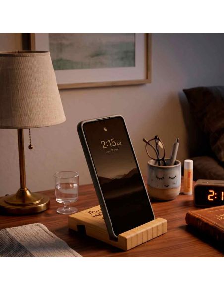Cadeau Maître et Maîtresse Fin d'Année – Support Téléphone en Bambou Gravé "Merci pour cette belle année"