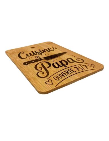 Planche à Découper en Bambou Gravée "Cuisine de Papa" - Cadeau Original Fête des Pères