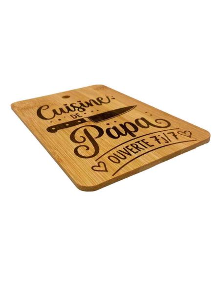 Planche à Découper en Bambou Gravée "Cuisine de Papa" - Cadeau Original Fête des Pères