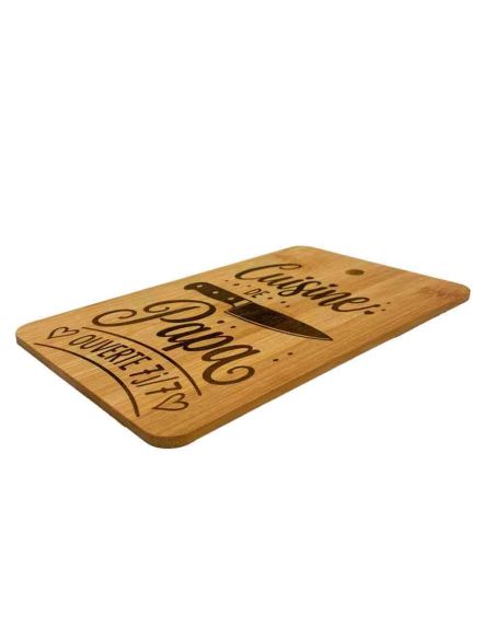 Planche à Découper en Bambou Gravée "Cuisine de Papa" - Cadeau Original Fête des Pères