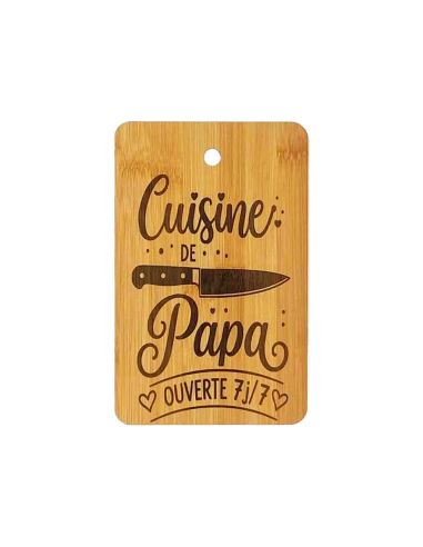 Planche à Découper en Bambou Gravée "Cuisine de Papa" - Cadeau Original Fête des Pères