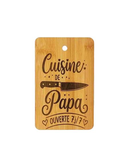 Planche à Découper en Bambou Gravée "Cuisine de Papa" - Cadeau Original Fête des Pères