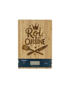 Balance de Cuisine en Bambou Gravée "Roi de la Cuisine" - Électronique 5kg