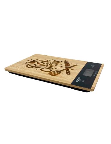 Balance de Cuisine en Bambou Gravée "Roi de la Cuisine" - Électronique 5kg