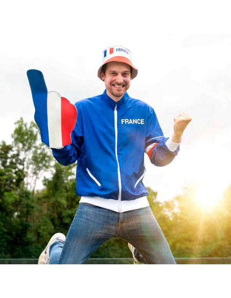 Main de Supporter en Mousse France Bleu Blanc Rouge - Doigt Géant