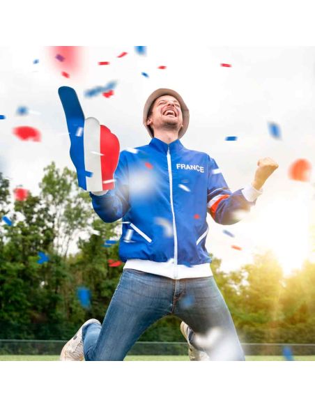 Main de Supporter en Mousse France Bleu Blanc Rouge - Doigt Géant