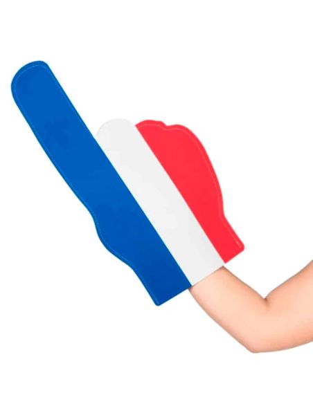 Main de Supporter en Mousse France Bleu Blanc Rouge - Doigt Géant