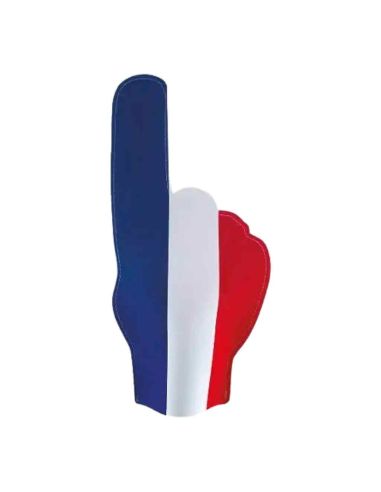 Main de Supporter en Mousse France Bleu Blanc Rouge - Doigt Géant