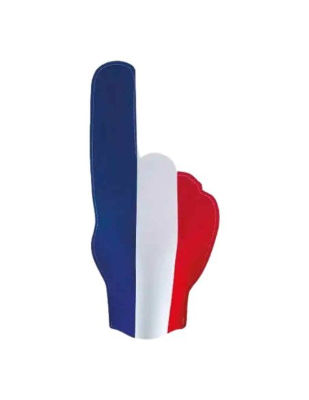Main de Supporter en Mousse France Bleu Blanc Rouge - Doigt Géant