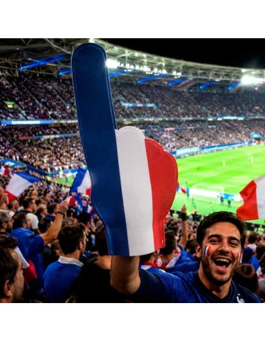 Main de Supporter en Mousse France Bleu Blanc Rouge - Doigt Géant