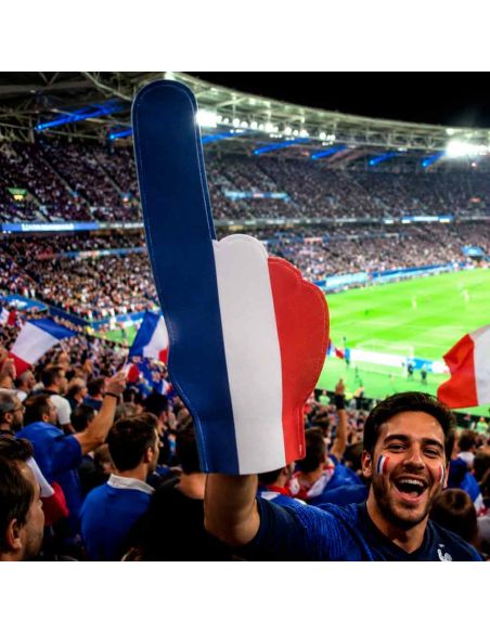 Main de Supporter en Mousse France Bleu Blanc Rouge - Doigt Géant