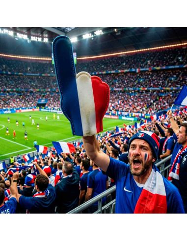 Main de Supporter en Mousse France Bleu Blanc Rouge - Doigt Géant