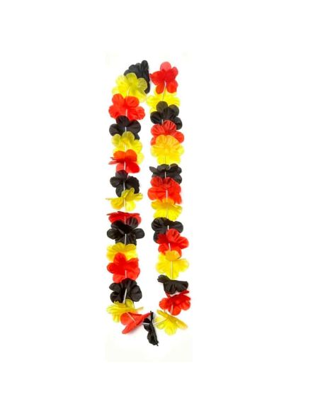 Collier Hawaïen Supporter Allemagne et Belgique - Couronne de Fleurs Noir Rouge Jaune