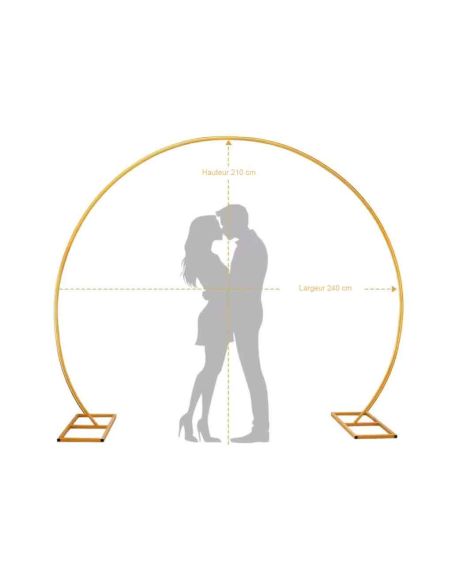 Grande Arche à Ballons Ronde en Métal Doré 210x240 cm - Support Décoration Mariage & Anniversaire