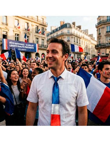 Cravate Bleu, Blanc, Rouge - Taille Unique