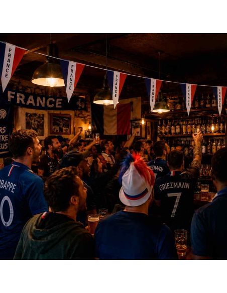 Guirlande Fanions France Bleu Blanc Rouge 5 Mètres - Décoration Supporter Polyester