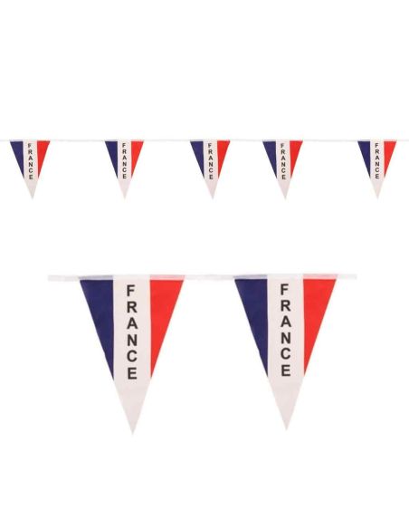 Guirlande Fanions France Bleu Blanc Rouge 5 Mètres - Décoration Supporter Polyester