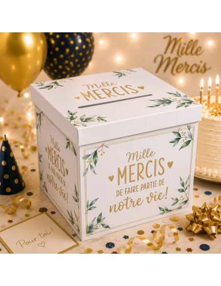 The-Replicant.com | Urne de Mariage Élégante : "Mille Mercis de faire partie de notre vie"