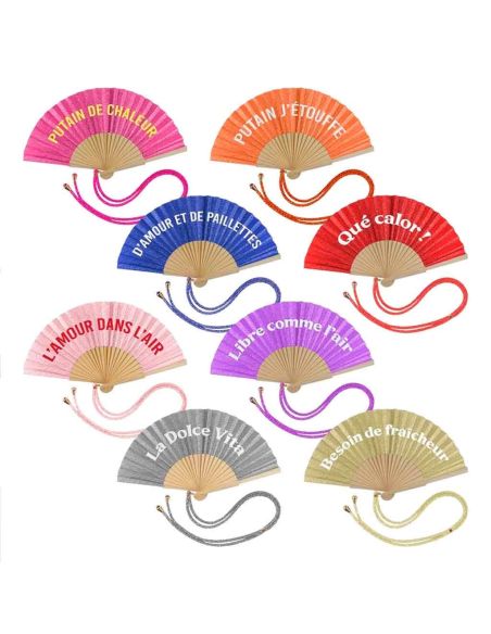 Eventails à Paillettes avec Textes - 8 Modèles