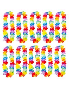 Pack de 10 Colliers hawaïens à Fleurs en Tissu Multicolore