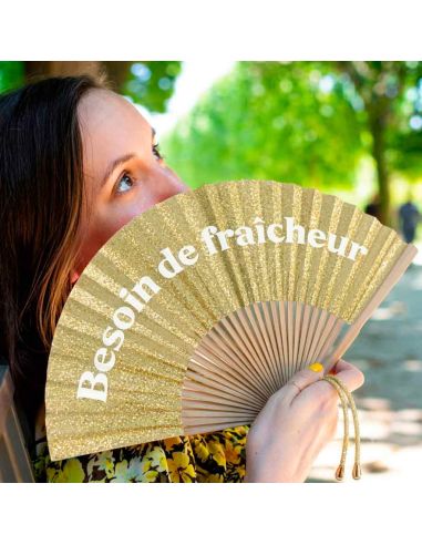 Éventail à Message Humour et Paillettes Avec Cordon Détachable