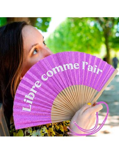 Éventail à Message Humour et Paillettes Avec Cordon Détachable