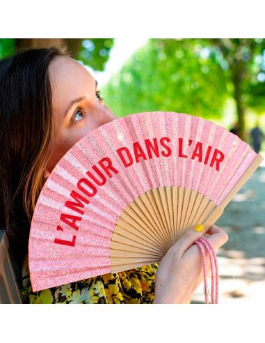 Éventail à Message Humour et Paillettes Avec Cordon Détachable