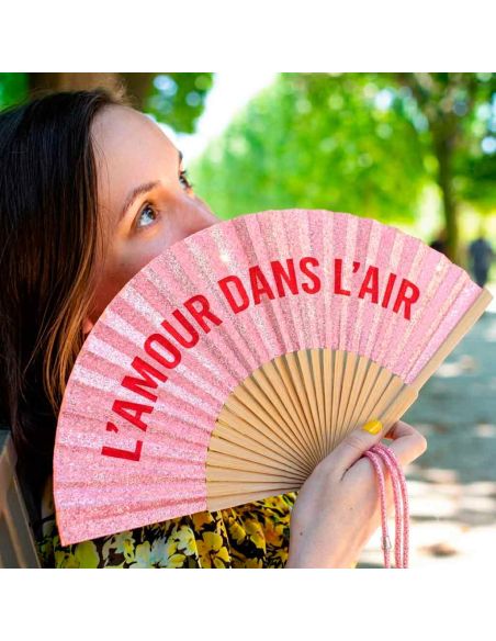 Éventail à Message Humour et Paillettes Avec Cordon Détachable