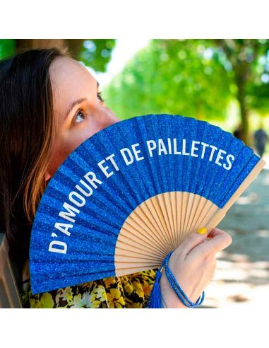 Éventail à Message Humour et Paillettes Avec Cordon Détachable
