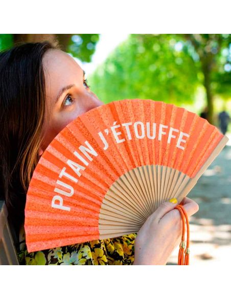 Éventail à Message Humour et Paillettes Avec Cordon Détachable