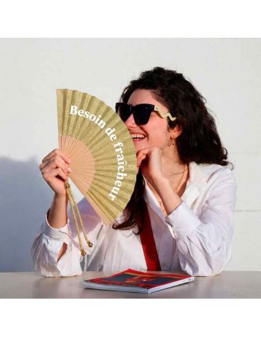 Éventail à Message Humour et Paillettes Avec Cordon Détachable