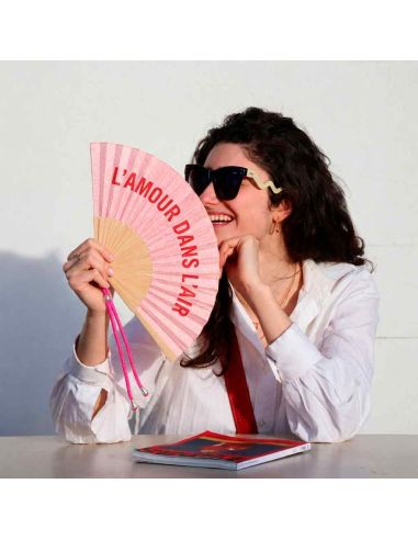 Éventail à Message Humour et Paillettes Avec Cordon Détachable