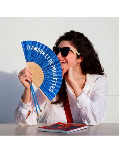 Éventail à Message Humour et Paillettes Avec Cordon Détachable
