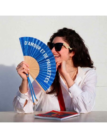 Éventail à Message Humour et Paillettes Avec Cordon Détachable