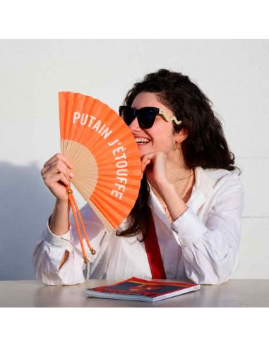 Éventail à Message Humour et Paillettes Avec Cordon Détachable