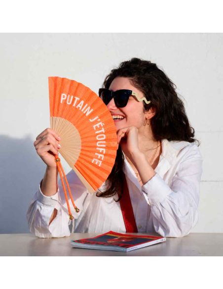 Éventail à Message Humour et Paillettes Avec Cordon Détachable