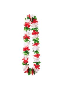 Collier Hawaïen Supporter Italie - Couronne de Fleurs Vert Blanc Rougr