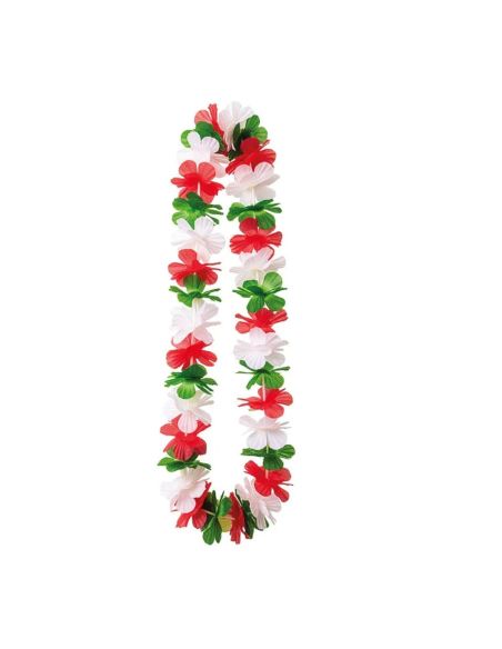 Lot de 10 Colliers Hawaïen Supporter Italie - Couronne de Fleurs Vert Blanc Rougr