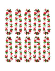Lot de 10 Colliers Hawaïen Supporter Italie - Couronne de Fleurs Vert Blanc Rougr