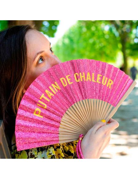 Éventail à Message Humour et Paillettes Avec Cordon Détachable