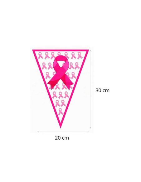 Banderole Fanions Octobre Rose 9m – Guirlande Plastique 20 Fanions Ruban Rose pour Événement Solidaire