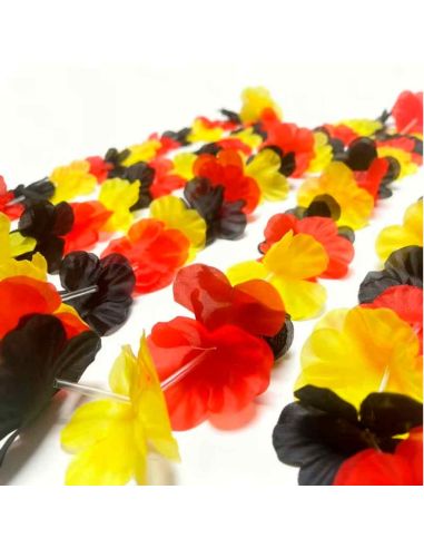 Collier Hawaïen Supporter Allemagne et Belgique - Couronne de Fleurs Noir Rouge Jaune