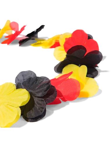 Collier Hawaïen Supporter Allemagne et Belgique - Couronne de Fleurs Noir Rouge Jaune