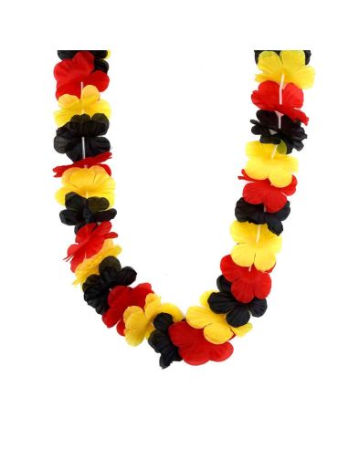 Collier Hawaïen Supporter Allemagne et Belgique - Couronne de Fleurs Noir Rouge Jaune