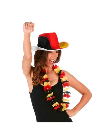 Collier Hawaïen Supporter Allemagne et Belgique - Couronne de Fleurs Noir Rouge Jaune