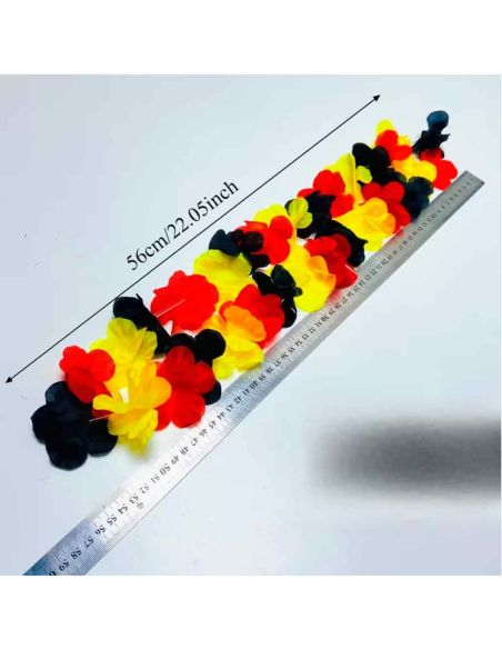 Collier Hawaïen Supporter Allemagne et Belgique - Couronne de Fleurs Noir Rouge Jaune