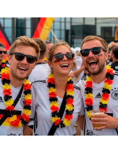 Collier Hawaïen Supporter Allemagne et Belgique - Couronne de Fleurs Noir Rouge Jaune